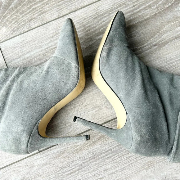 STEVE MADDEN Pilar Gray Suede Fold  Over Heeled Boots - Picture 8 of 14